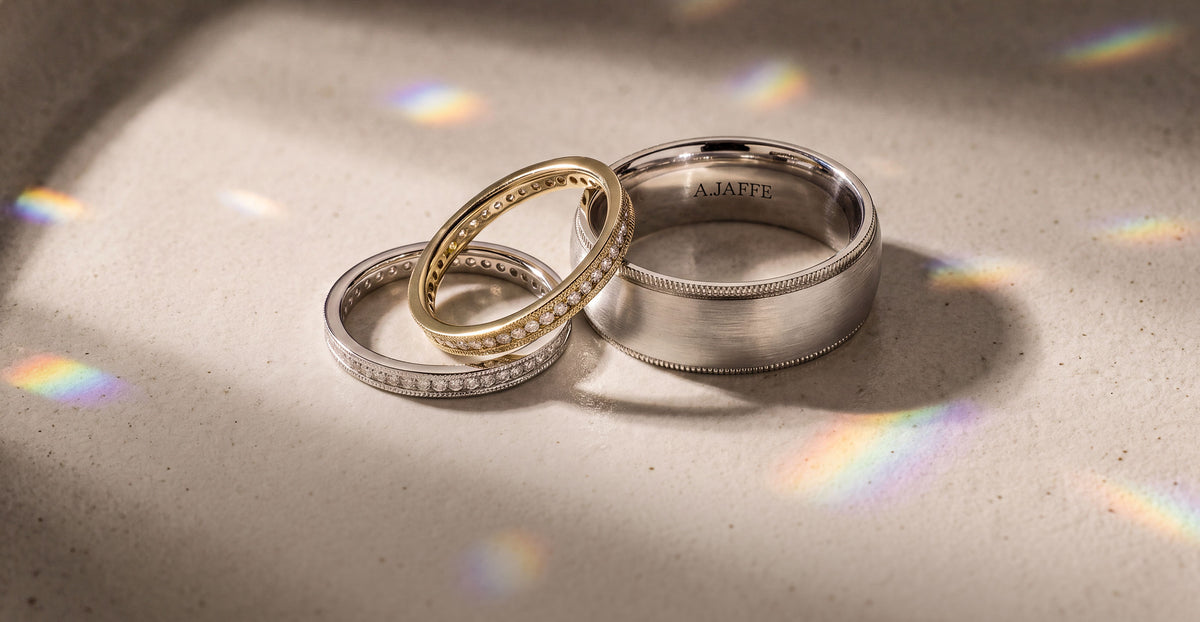 A.JAFFE diamond and gold wedding rings