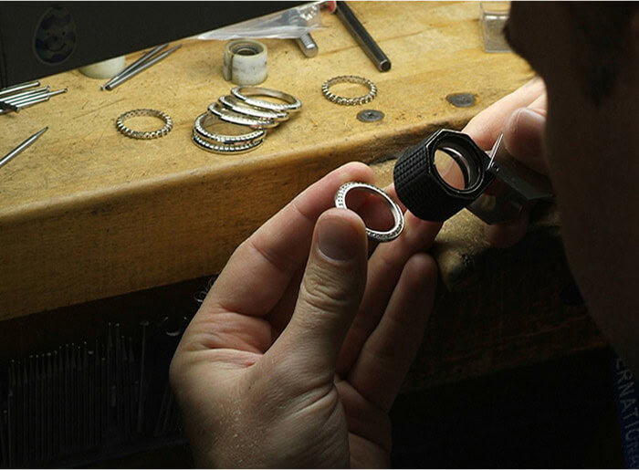 Rings being finished at the Christopher Designs New York workshop