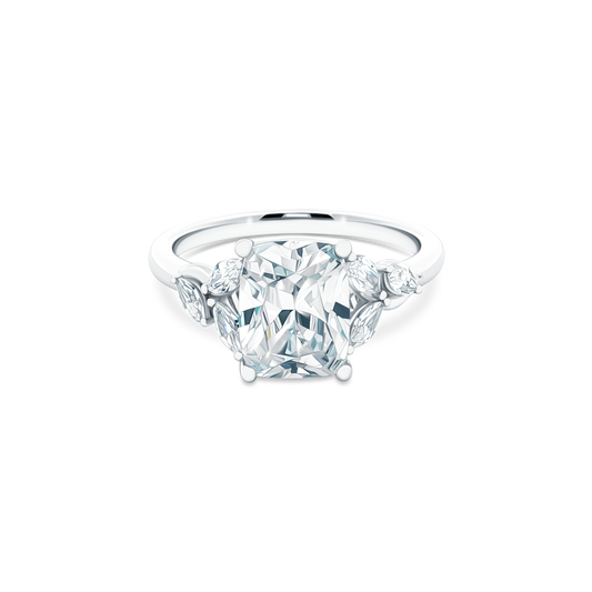 Classique Creations Cushion Diamond Marquise Sidestone Engagement Ring — photo 1 of 3