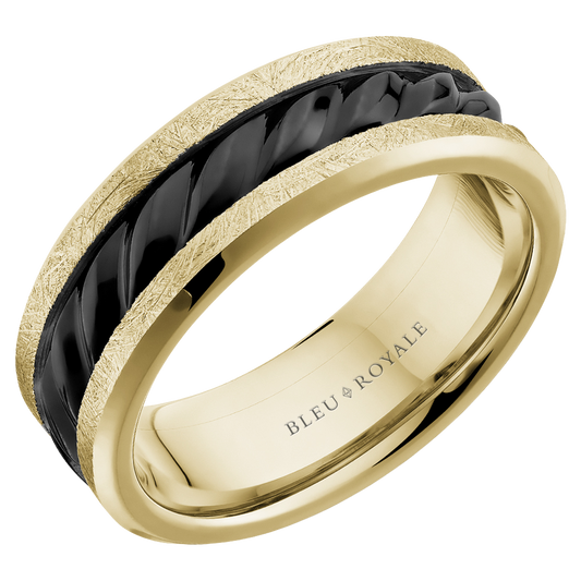 Crown Ring Bleu Royale Men's Band | 14K Gold | 7.5mm | RYL-275YBR75 — photo 1 of 2