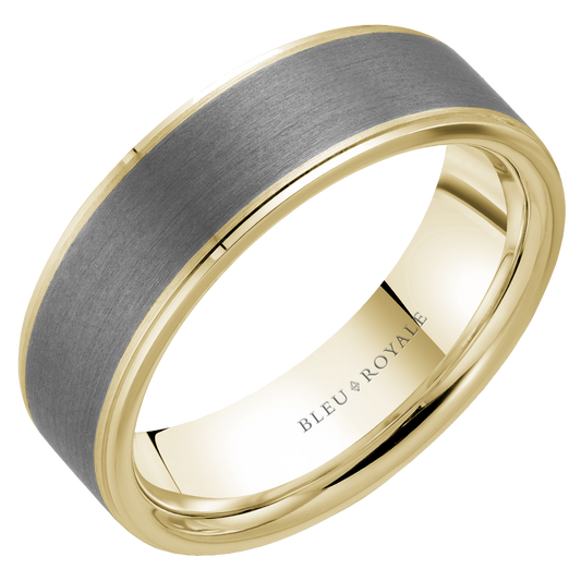 Crown Ring Bleu Royale Men's Band | 14K Gold & Tantalum | 7mm | RYL-205TY7 — photo 1 of 2