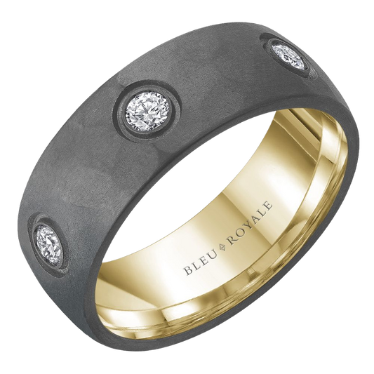 Crown Ring Bleu Royale Men's Band | 14K Gold & Tantalum | 8mm | RYL-137TYD8 — photo 1 of 1