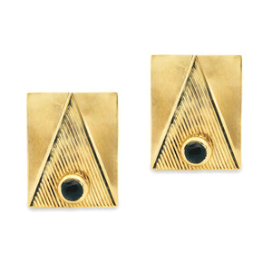 Estate piece: 14k Yellow Gold onyx cuff link

