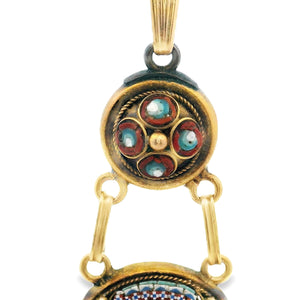 Estate piece: 14k yellow gold enamel necklace. 
Necklace measures 1...