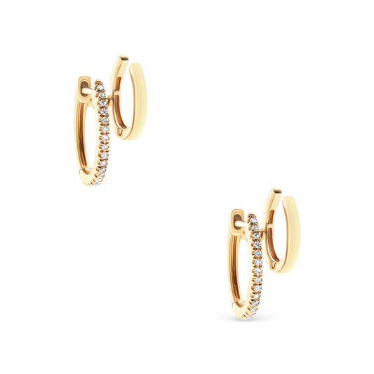 .09ct 14k Yellow Gold Diamond Double Hoops, SKU 150-6528