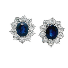 Estate piece: 14k white gold diamond and sapphire earrings.
Diamond...