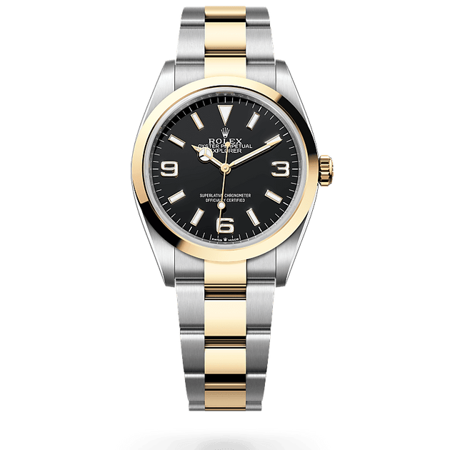 Rolex Explorer in Yellow Rolesor - combination of Oystersteel and yellow gold, M124273-0001 - H.L. Gross Jewelers