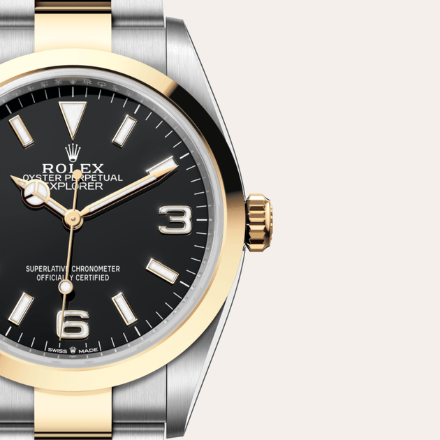 Rolex Explorer in Yellow Rolesor - combination of Oystersteel and yellow gold, M124273-0001 - H.L. Gross Jewelers