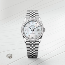 Oyster, 36 mm, Oystersteel, white gold and diamonds