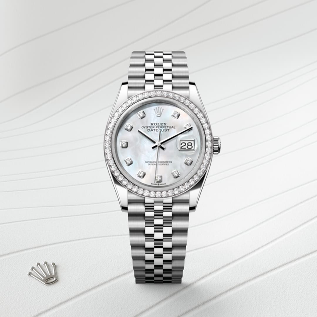 Rolex Datejust in White Rolesor - combination of Oystersteel and white gold, M126284RBR-0011 - H.L. Gross Jewelers