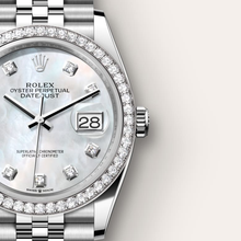 Oyster, 36 mm, Oystersteel, white gold and diamonds