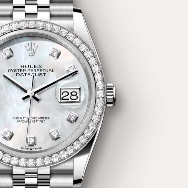 Rolex Datejust in White Rolesor - combination of Oystersteel and white gold, M126284RBR-0011 - H.L. Gross Jewelers