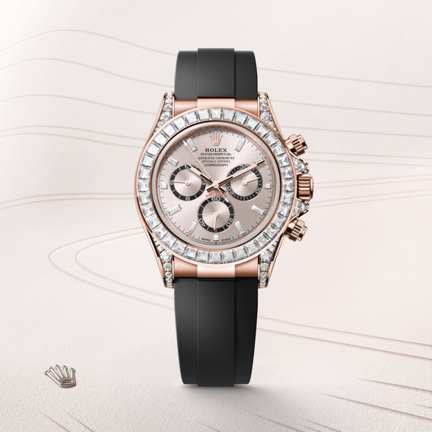 Rolex Cosmograph Daytona in 18 ct Everose gold with lugs set with diamonds, m126535tbr-0002 - H.L. Gross Jewelers