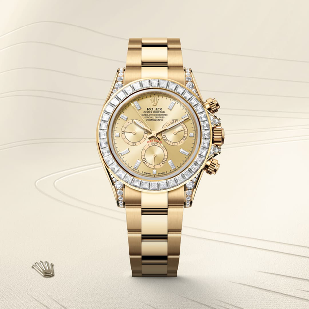 Rolex Cosmograph Daytona in 18 ct yellow gold with lugs set with diamonds, m126598tbr-0001 - H.L. Gross Jewelers