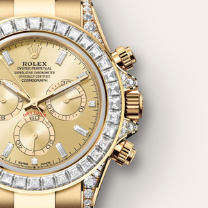 Rolex Cosmograph Daytona in 18 ct yellow gold with lugs set with diamonds, m126598tbr-0001 - H.L. Gross Jewelers