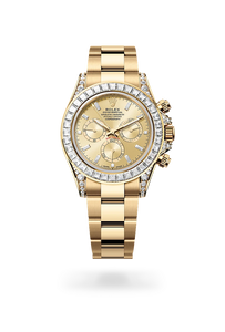 Rolex Cosmograph Daytona in 18 ct yellow gold with lugs set with diamonds, m126598tbr-0001 - H.L. Gross Jewelers