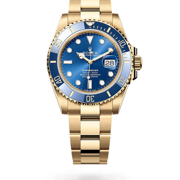 Rolex Submariner in 18 ct yellow gold, M126618LB-0002 - H.L. Gross Jewelers