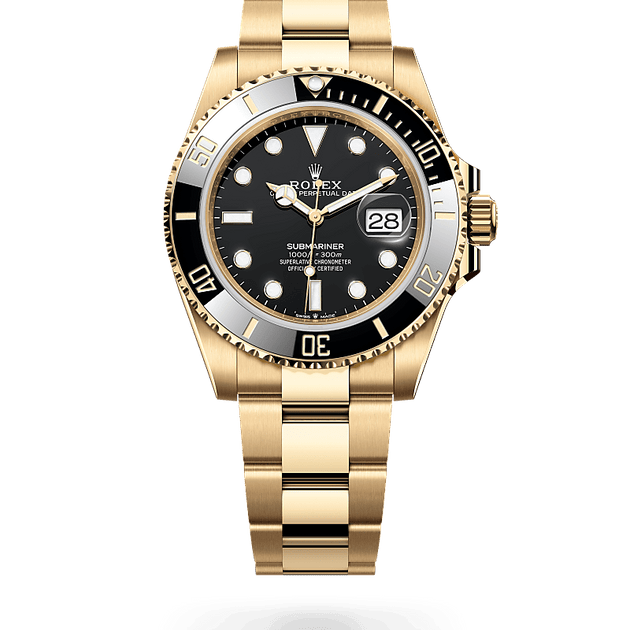 Rolex Submariner in 18 ct yellow gold, M126618LN-0002 - H.L. Gross Jewelers