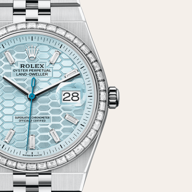 ROLEX シルバー カフリンクス 専用ボックス付き Rolex Land-Dweller Platinum M127286TBR-0001 | H.L. Gross & Bro
