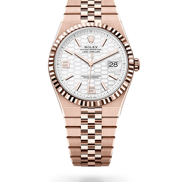 Rolex Land-Dweller in 18 ct Everose gold, M127335-0001 - H.L. Gross Jewelers