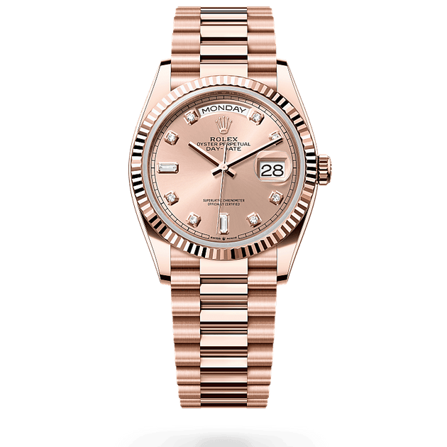 Rolex Day-Date in 18 ct Everose gold, M128235-0009 - H.L. Gross Jewelers