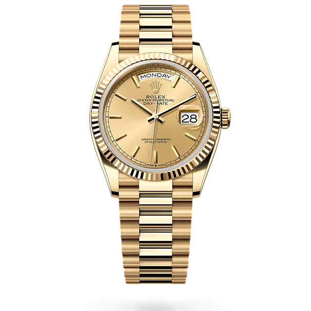 Rolex Day-Date in 18 ct yellow gold, m128238-0045 - H.L. Gross Jewelers