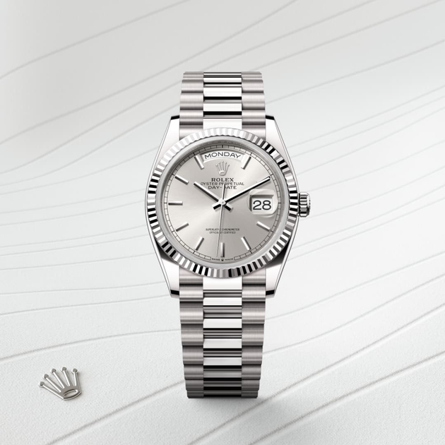 Rolex Day-Date in 18 ct white gold, M128239-0005 - H.L. Gross Jewelers