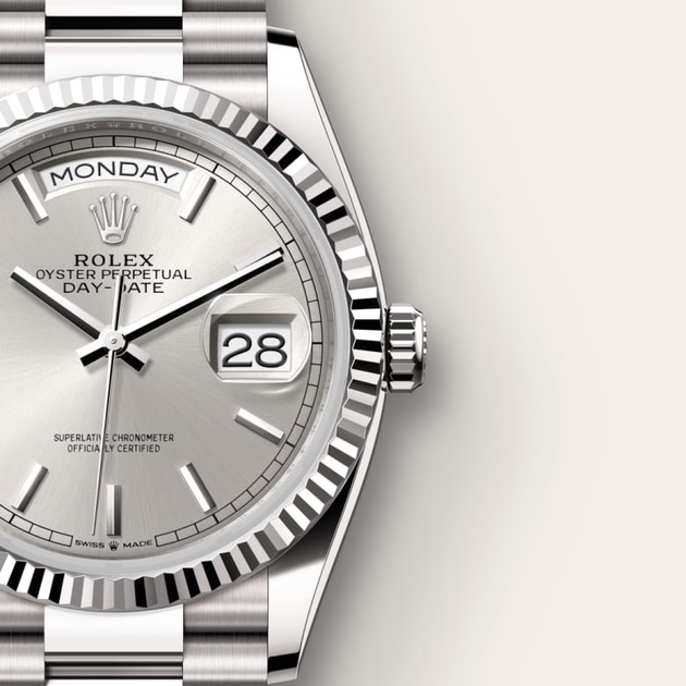Rolex Day-Date in 18 ct white gold, M128239-0005 - H.L. Gross Jewelers