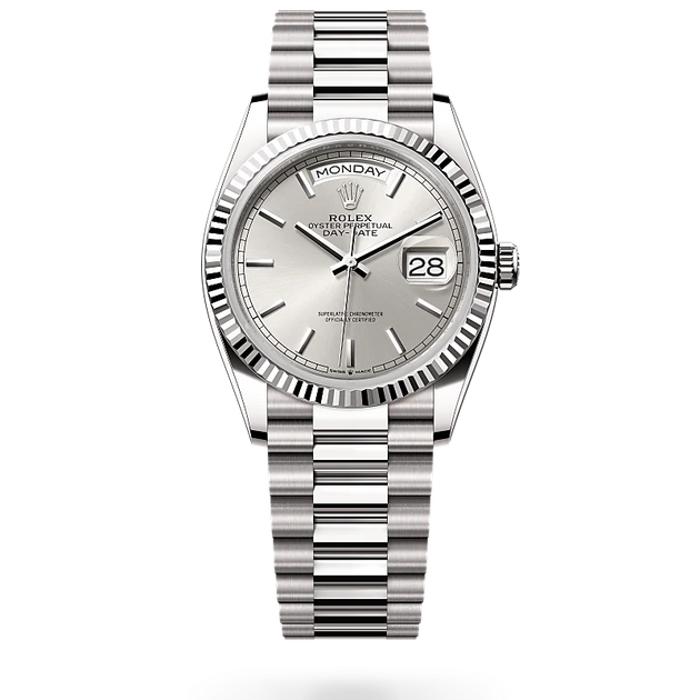 Rolex Day-Date in 18 ct white gold, M128239-0005 - H.L. Gross Jewelers