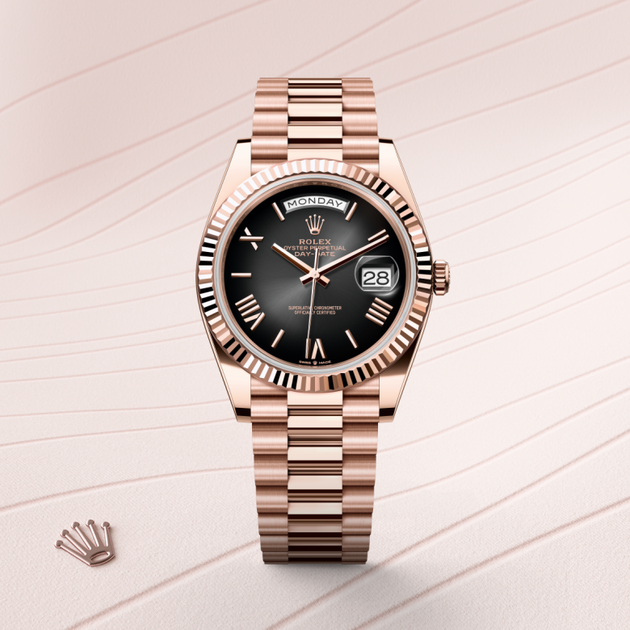 Rolex Day-Date in 18 ct Everose gold, M228235-0055 - H.L. Gross Jewelers