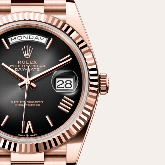 Rolex Day-Date in 18 ct Everose gold, M228235-0055 - H.L. Gross Jewelers