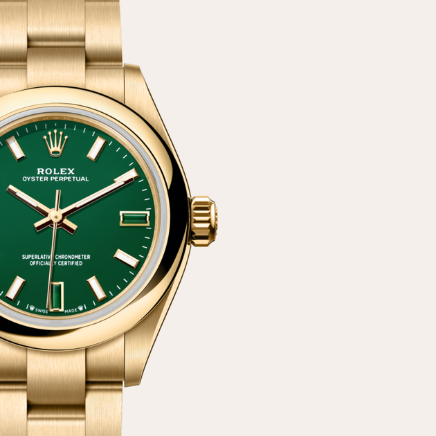 Rolex Oyster Perpetual in 18 ct yellow gold, M276208-0002 - H.L. Gross Jewelers