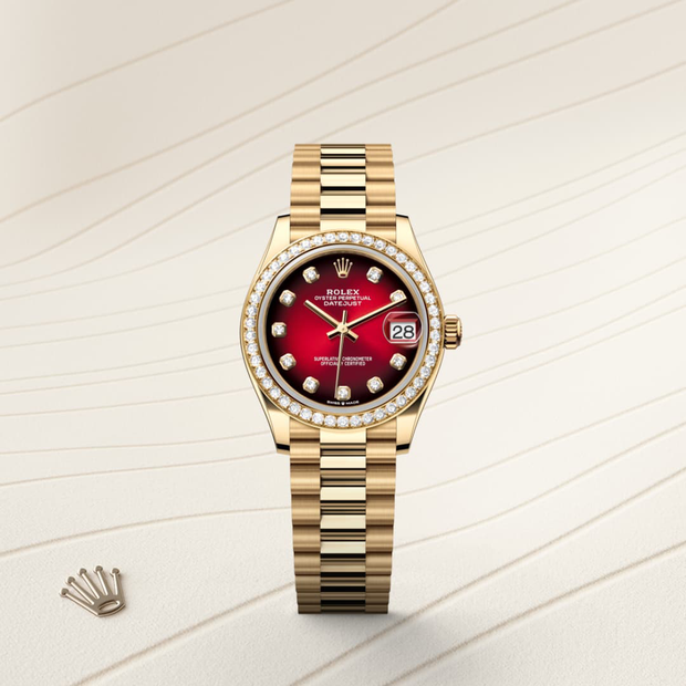 Oyster, 31 mm, yellow gold and diamonds