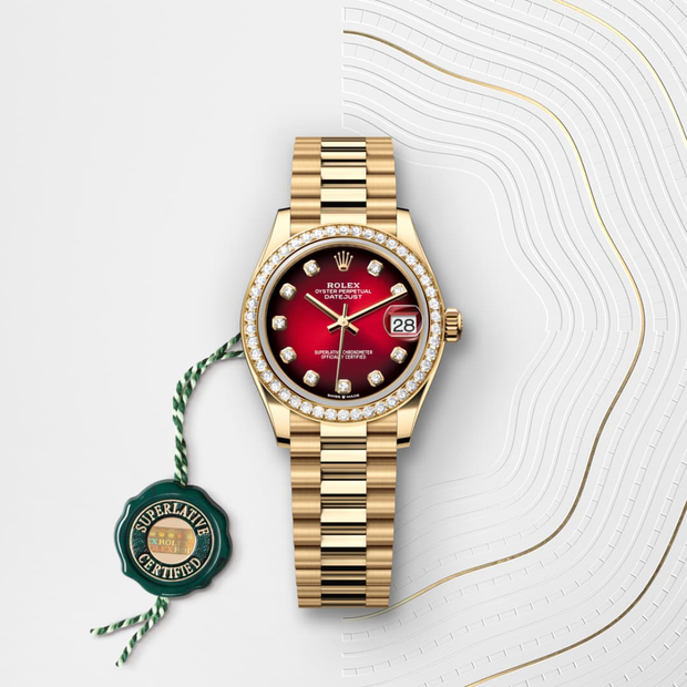 Oyster, 31 mm, yellow gold and diamonds