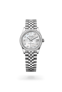ROLEX WOMEN'S WATCHES in White Rolesor - combination of Oystersteel and white gold, M278384RBR-0008 - H.L. Gross Jewelers