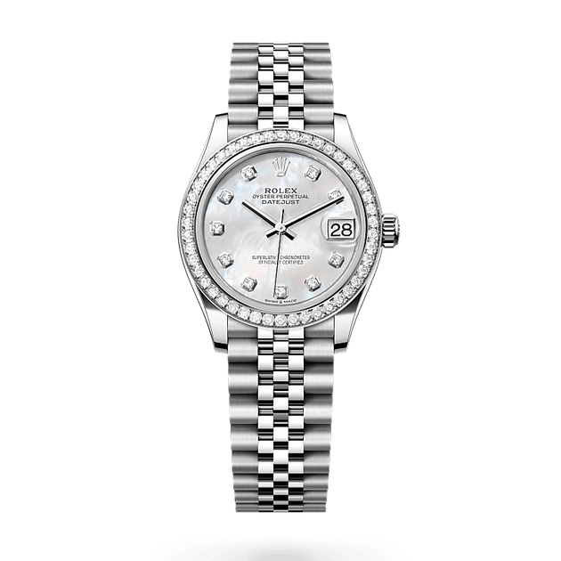 ROLEX WOMEN'S WATCHES in White Rolesor - combination of Oystersteel and white gold, M278384RBR-0008 - H.L. Gross Jewelers
