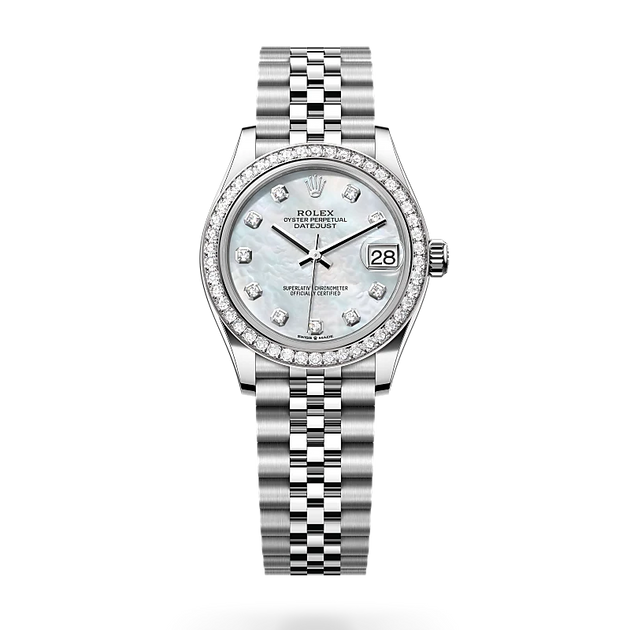 Rolex Datejust in White Rolesor - combination of Oystersteel and white gold, M278384RBR-0008 - H.L. Gross Jewelers