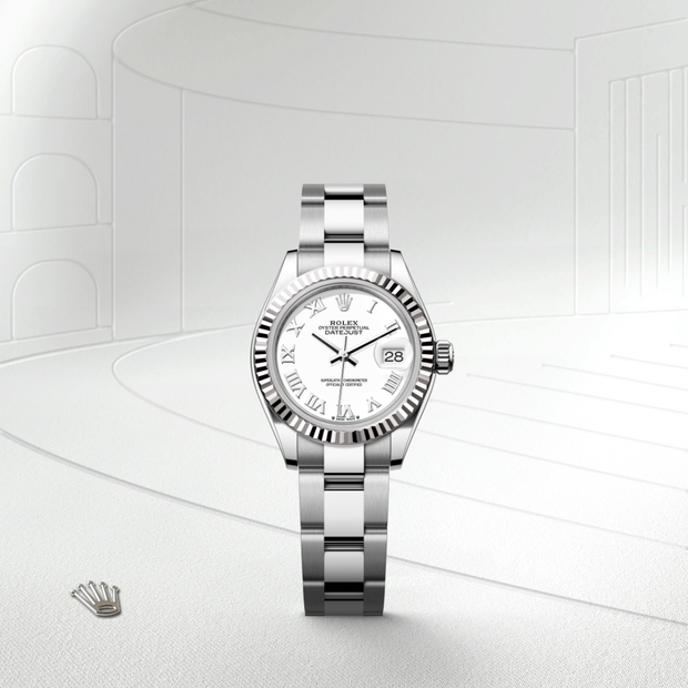 Oyster, 28 mm, Oystersteel and white gold