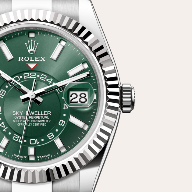 Rolex Sky-Dweller in White Rolesor - combination of Oystersteel and white gold, M336934-0001 - H.L. Gross Jewelers