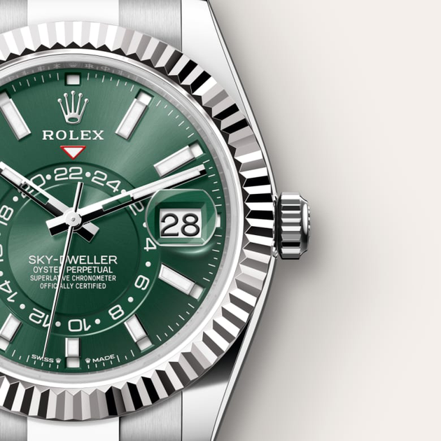 Rolex Sky-Dweller in White Rolesor - combination of Oystersteel and white gold, M336934-0001 - H.L. Gross Jewelers