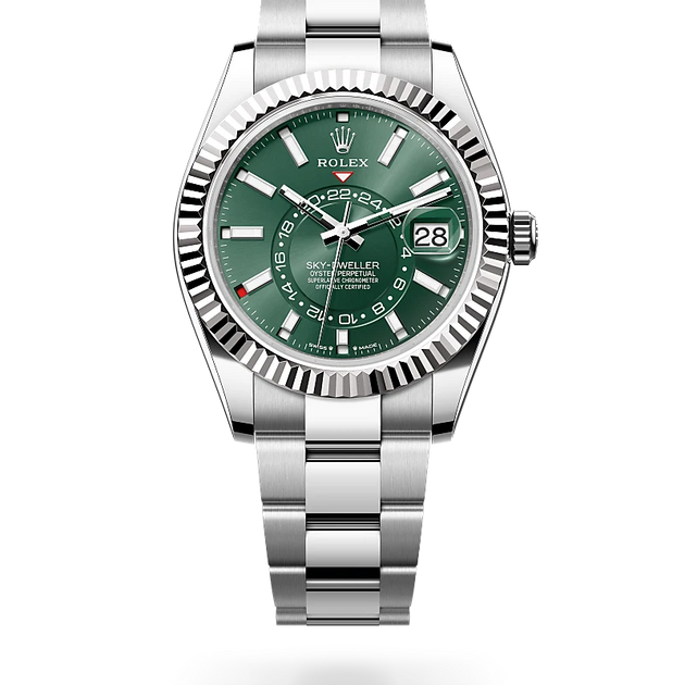 Rolex Sky-Dweller in White Rolesor - combination of Oystersteel and white gold, M336934-0001 - H.L. Gross Jewelers