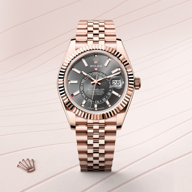 Rolex Sky-Dweller in 18 ct Everose gold, m336935-0008 - H.L. Gross Jewelers