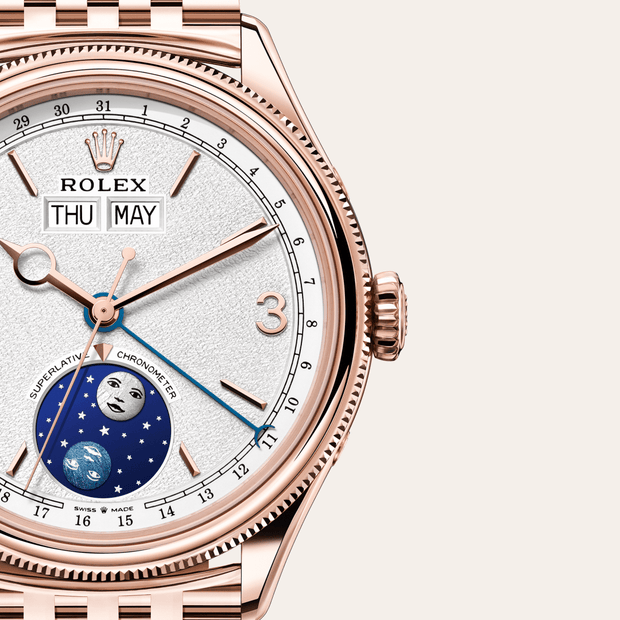 39 mm, 18 kt Everose gold, polished finish