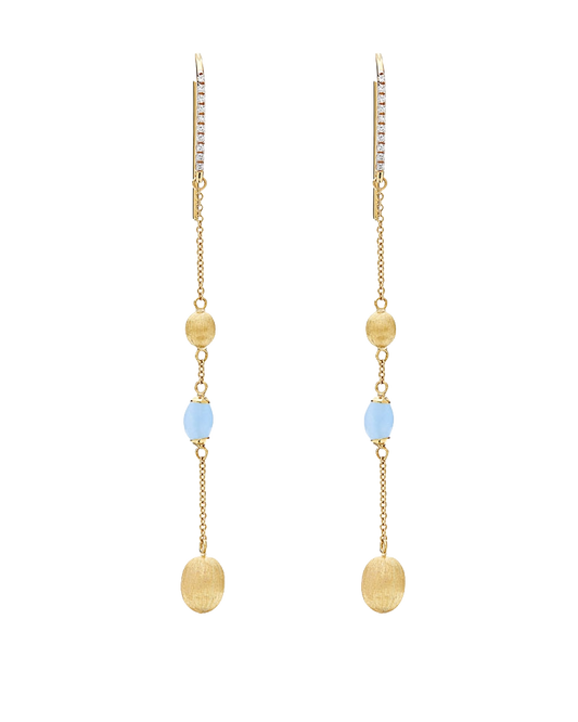 Nanis 18k Yellow Gold Diamond & Aquamarine Drop Earrings — photo 1 of 2