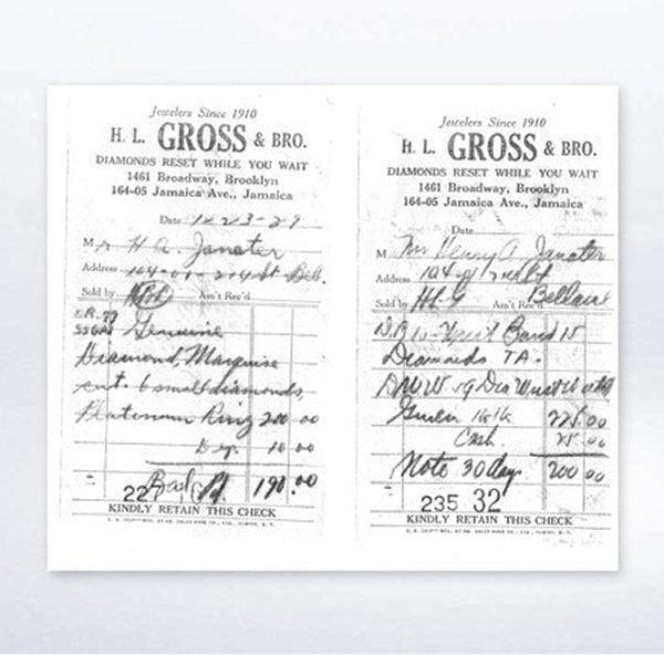Original H.L. Gross & Bro. sales receipt, 1929.