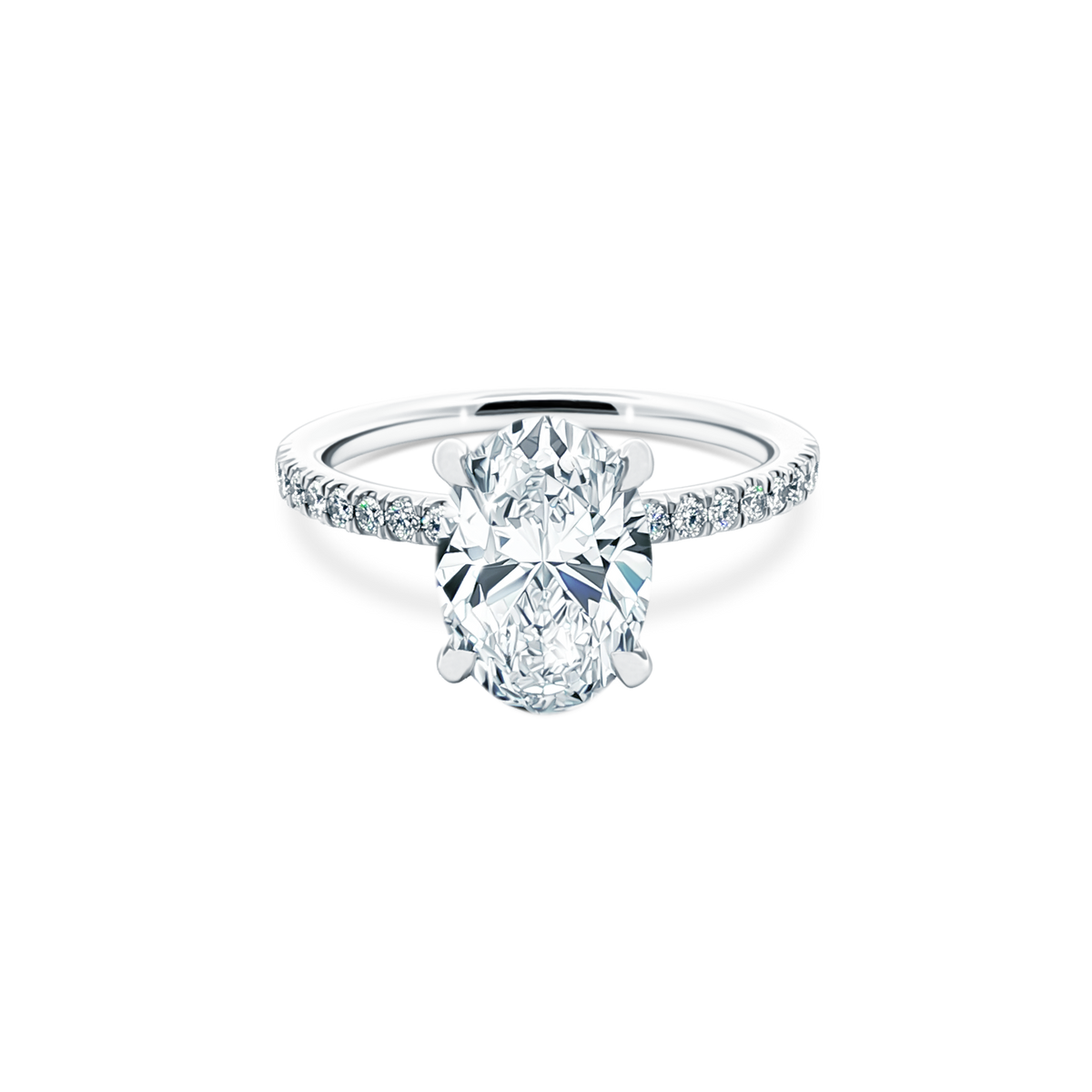 Oval Cut Lab Grown Diamond Pave Engagement Ring with 2.50ct center diamond