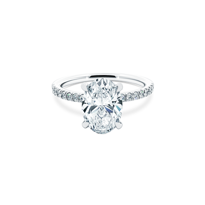 Oval Cut Lab Grown Diamond Pave Engagement Ring with 2.50ct center diamond
