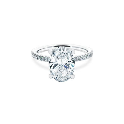 Oval Cut Lab Grown Diamond Pave Engagement Ring with 3.00ct center diamond
