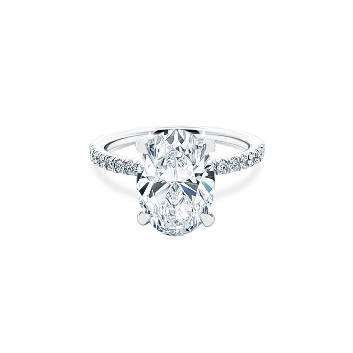 Oval Cut Lab Grown Diamond Pave Engagement Ring with 3.50ct center diamond