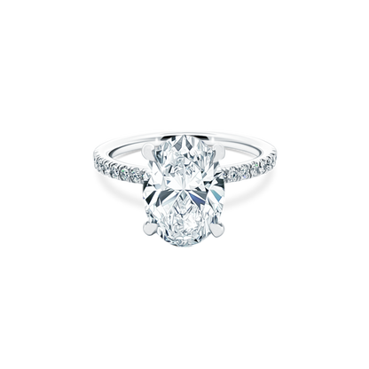 Oval Cut Lab Grown Diamond Pave Engagement Ring with 3.50ct center diamond